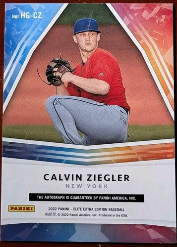 CALVIN ZIEGLER 2022 Panini Elite Extra Edition Hidden Gems RC AUTO GOLD /10 Mets