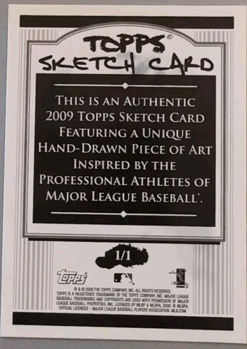 JORGE POSADA 2009 Topps Authentic Sketch Card Art Artist AUTO SP #1/1 of Yankees