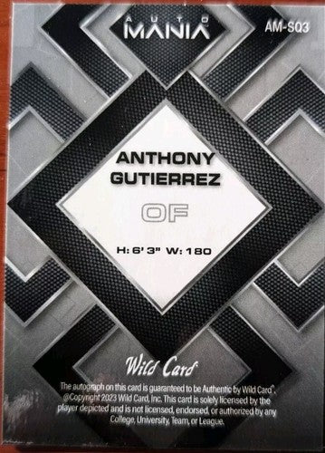 ANTHONY GUTIERREZ 2023 Wild Card Mania Square RC AUTO GOLD SCOPE #2/4 Rangers of