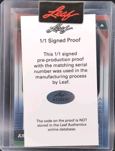 JAYDEN DE LAURA 2022 Leaf Valiant Pre-Production PROOF AUTO CLEAR SP 1/1 Arizona
