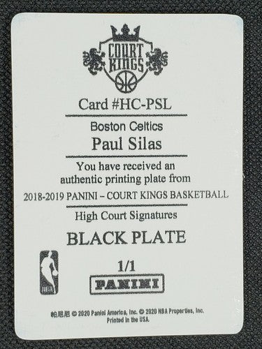 PAUL SILAS 2018-19 Panini Court Kings High Signatures PRINTING PLATE 1/1 Celtics