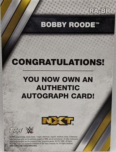 ð¥ BOBBY ROODE 2017 Topps WWE NXT Rookie RC AUTO Raw SmackDown Robert Rick Rude