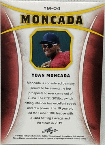 YOAN MONCADA 2015 Leaf Best of Baseball YM-04 Platinum RC SP #2/5 White Red Sox