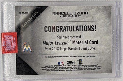 MARCELL OZUNA 2019 Topps Archives 2018 Series One DUAL AUTO BAT #1/1 Marlins of