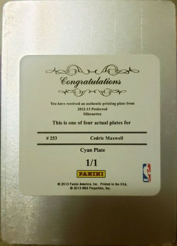 CEDRIC MAXWELL 2012-13 Panini Preferred PRINTING PLATE #1/1 of 1 Celtics Rockets