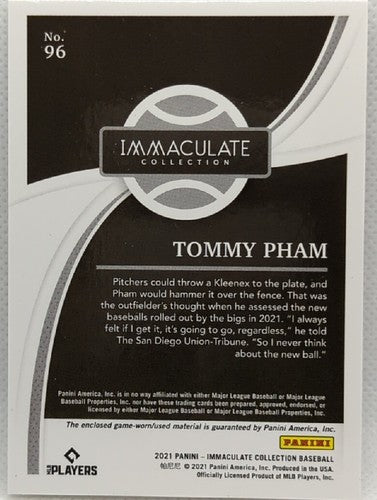 TOMMY PHAM 2021 Panini Immaculate Jersey LAUNDRY TAG LOGO PATCH Black #/8 Padres