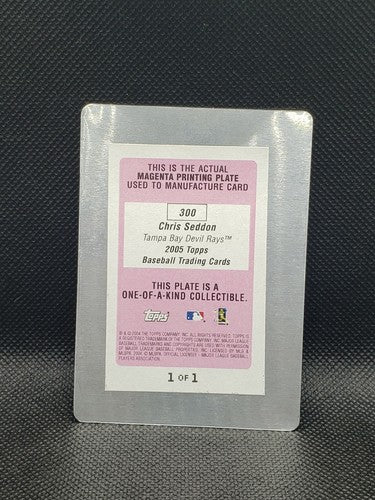 CHRIS SEDDON 2005 Topps MLB Magenta RC PRINTING PLATE #1/1 Tampa Bay Devil Rays