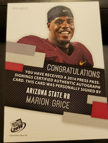 MARION GRICE 2014 Press Pass Rookie AUTO Autograph ASU Inscription SP Chargers