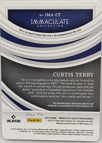 CURTIS TERRY 2022 Panini Immaculate RC DUAL AUTO Jersey PATCH PRINTING PLATE 1/1