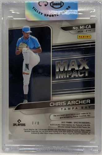 CHRIS ARCHER 2021 Panini Spectra Game Used Jersey LAUNDRY SIZE TAG PATCH /8 Rays