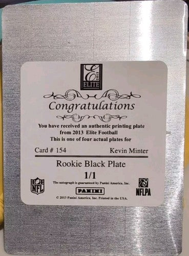 KEVIN MINTER 2013 Panini Elite RC DUAL AUTO PRINTING PLATE SP #1/1 of Cardinals