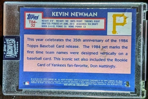 KEVIN NEWMAN 2020 Topps Archives Signature Series RC GOLD INK AUTO #1/1 Pirates