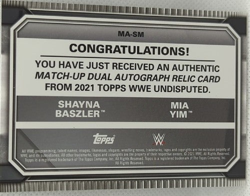 Shayna BASZLER Mia YIM 2021 Topps WWE Undisputed DUAL AUTO MAT Relic #/25 Michin