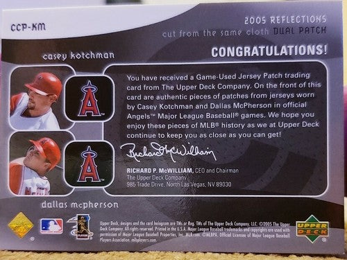 Casey KOTCHMAN Dallas McPherson 2005 Reflections DUAL Angels Jersey PATCH SP /99