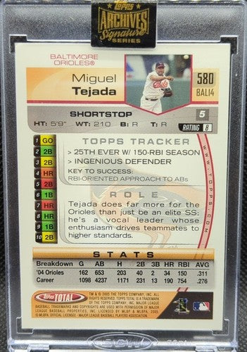 MIGUEL TEJADA 2021 Topps Archives 2005 Total AUTO #1/1 Orioles Astros A's One of