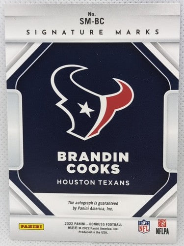 BRANDIN COOKS 2022 Panini Donruss Signature Marks AUTO Purple /10 Texans Cowboys