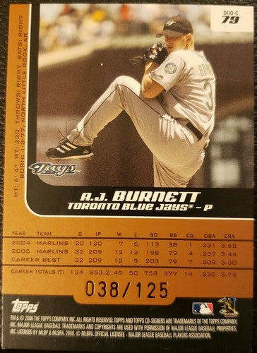 A.J. BURNETT Lyle OVERBAY 2006 Topps Co-Signers Changing Faces /125 Blue Jays AJ