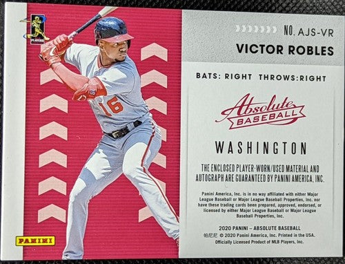 VICTOR ROBLES 2020 Panini Absolute DUAL AUTO Jersey PATCH Silver #/43 Nationals
