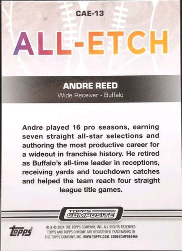 ANDRE REED 2024 Topps Composite Chrome All-Etch GREEN REFRACTOR SP #13/99 Bills