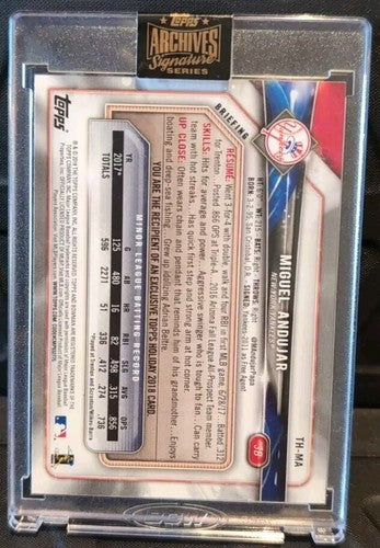 MIGUEL ANDUJAR 2021 Topps Archives 2018 Bowman Holiday RC AUTO #1/1 Yankees A's