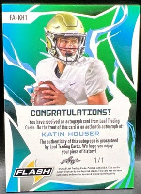 KATIN HOUSER 2023 Leaf Eclectic Flash AUTO Red Flood SP 1/1 MSU Spartans Pirates