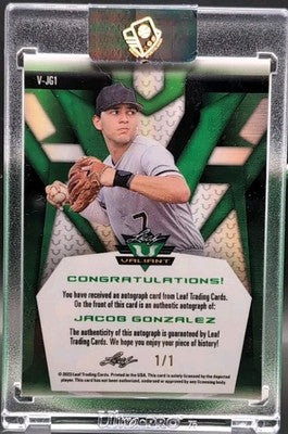 JACOB GONZALEZ 2023 Leaf Eclectic Valiant RC AUTO Lava Oil Spill #1/1 White Sox