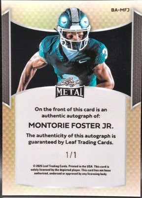 MONTORIE FOSTER JR. 2025 Leaf Metal RC AUTO Galaxy SP #1/1 Seahawks MSU Spartans