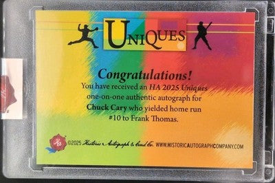 CHUCK CARY 2025 Historic Uniques CUT AUTO 1/1 Tigers Braves Yankees Frank Thomas