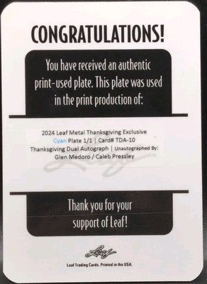 Caleb PRESSLEY Glen MEDORO 2024 Leaf Metal PRINTING PLATE SP 1/1 Barstool Sports
