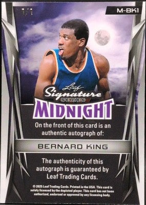 BERNARD KING 2025 Leaf Signature Series Midnight AUTO Wave SP 1/1 of Knicks Nets