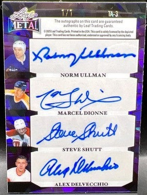 Bobby HULL CLARKE ULLMAN SHUTT DIONNE RATELLE 2025 Leaf Metal Legends 8 AUTO 1/1