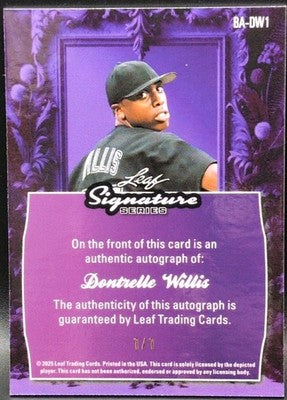 DONTRELLE WILLIS 2025 Leaf Signature Series AUTO SP #1/1 Marlins Tigers D-Train