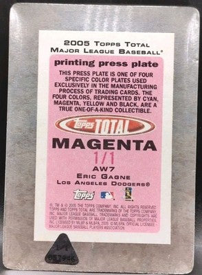 ERIC GAGNE 2005 Topps Total Award Winner PRINTING PLATE SP #1/1 Dodgers Red Sox