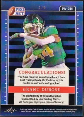 GRANT DuBOSE 2023 Leaf Pro Set Metal AUTO Gold Mojo SP 1/1 of Dolphins Charlotte