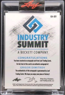 GRIGOR DIMITROV 2021 Leaf Industry Summit AUTO Purple SP 1/1 ATP Tennis Bulgaria
