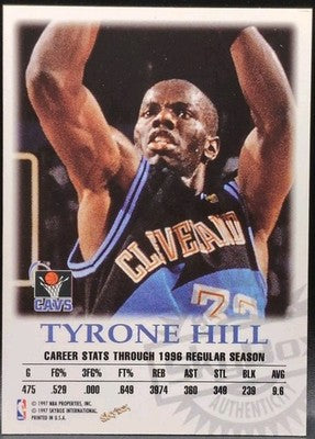 TYRONE HILL 1997-98 SkyBox Premium Autographics Black Ink AUTO Cavaliers Bucks