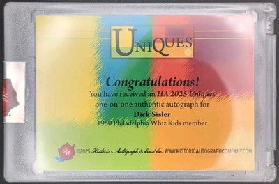 DICK SISLER 2025 Historic HA Uniques CUT AUTO 1/1 1950 Phillies Cardinals George