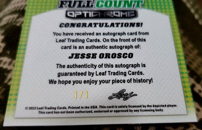 JESSE OROSCO 2023 Leaf Eclectic Optichrome Full Count AUTO Zebra SP #1/1 Dodgers