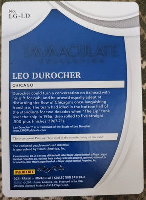LEO DUROCHER 2021 Panini Immaculate Jersey PATCH PRINTING PLATE 1/1 Cubs Dodgers