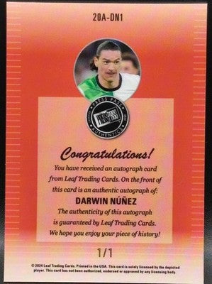 DARWIN NUNEZ 2024 Leaf Collective 2000 Press Pass AUTO SP 1/1 Liverpool Al-Hilal