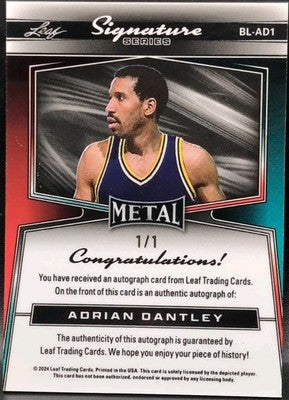 ADRIAN DANTLEY 2024 Leaf Metal Signature Series AUTO BORDERLESS #1/1 Jazz Lakers