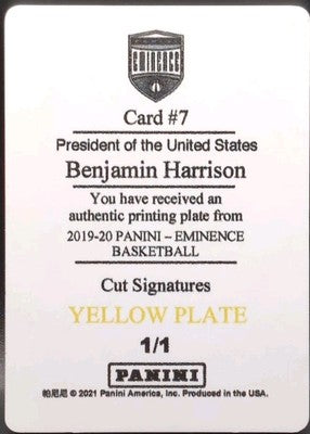 BENJAMIN HARRISON 2019-20 Panini Eminence PRINTING PLATE #1/1 23rd US President
