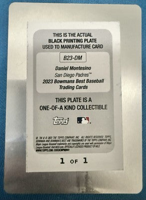 DANIEL MONTESINO 2023 Topps Bowman's Best Of AUTO PRINTING PLATE SP #1/1 Padres