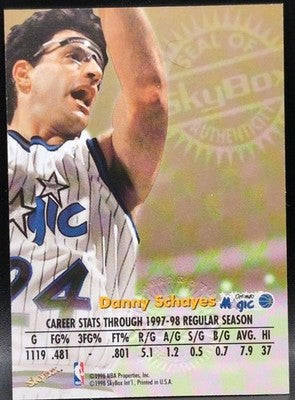 DANNY SCHAYES 1998-99 SkyBox Premium Autographics Black Ink AUTO Nuggets Magic