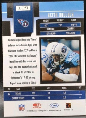 KEITH BULLOCK 2003 Leaf Certified Materials NSCC Buyback SP 1/1 of Titans Giants