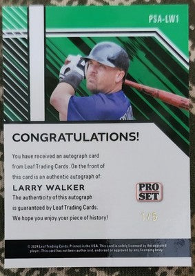 LARRY WALKER 2024 Leaf Collective Pro Set AUTO Black Shimmer #1/5 Rockies Expos