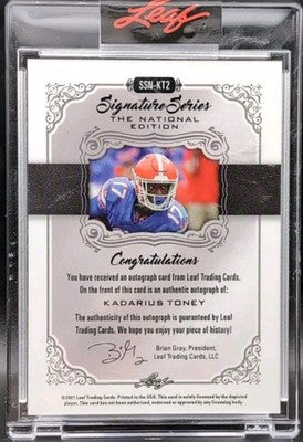 KADARIUS TONEY 2021 Leaf Signature Series National AUTO Black #1/1 Chiefs Giants