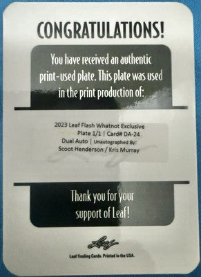 Scoot HENDERSON Kris MURRAY 2023-24 Leaf Flash PRINTING PLATE #1/1 Trail Blazers
