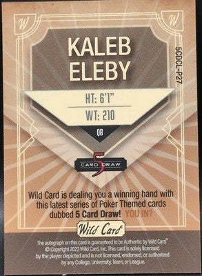 KALEB ELEBY 2022 Wild 5 Card Draw RC AUTO Black SP 1/1 Seahawks Western Michigan