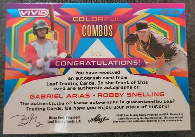 Gabriel ARIAS Robby SNELLING 2022 Leaf Vivid DUAL AUTO Purple SP #5/5 Guardians